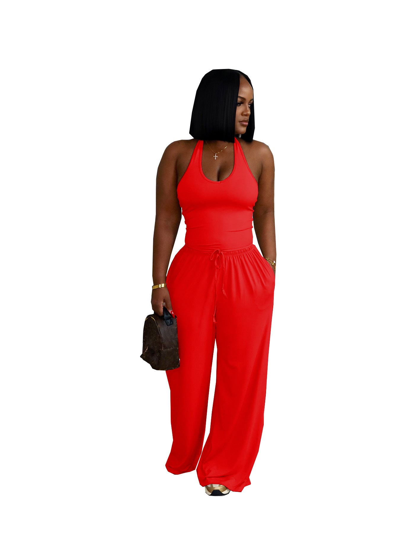 Summer Halter Top & Wide-Leg Pants Set - Apex Goods Co