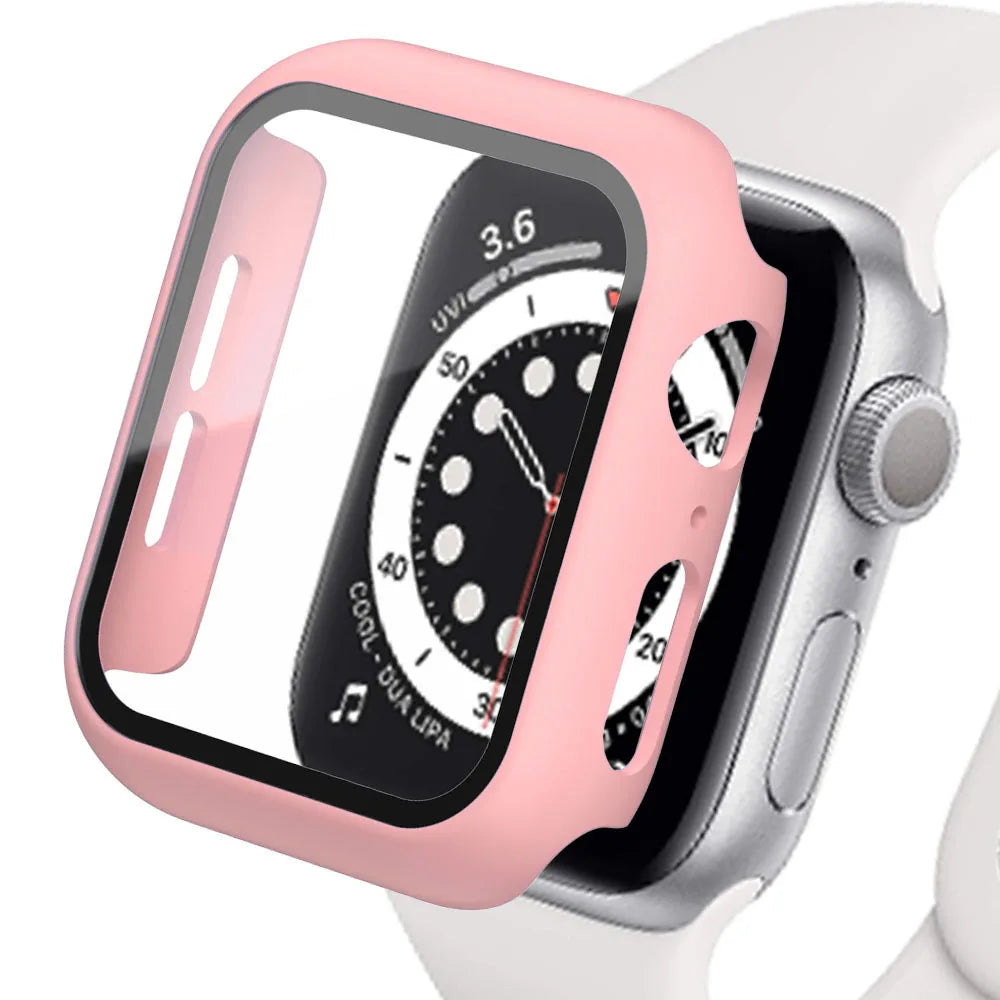 Tempered Glass+cover For Apple Watch Accessories 45mm 41mm 44mm 40mm 42mm Screen Protector Apple watch Case se - Apex Goods Co