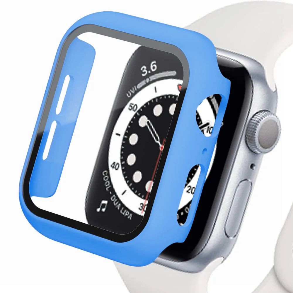 Tempered Glass+cover For Apple Watch Accessories 45mm 41mm 44mm 40mm 42mm Screen Protector Apple watch Case se - Apex Goods Co
