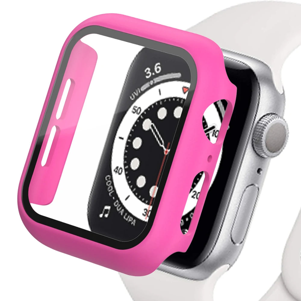 Tempered Glass+cover For Apple Watch Accessories 45mm 41mm 44mm 40mm 42mm Screen Protector Apple watch Case se - Apex Goods Co