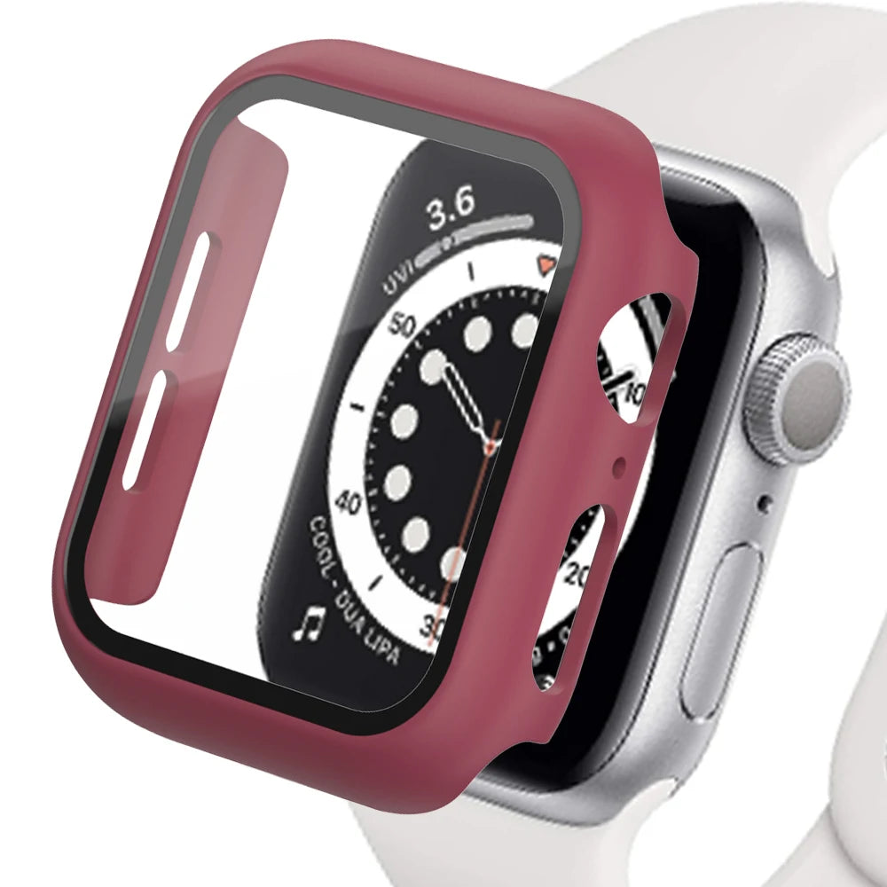 Tempered Glass+cover For Apple Watch Accessories 45mm 41mm 44mm 40mm 42mm Screen Protector Apple watch Case se - Apex Goods Co