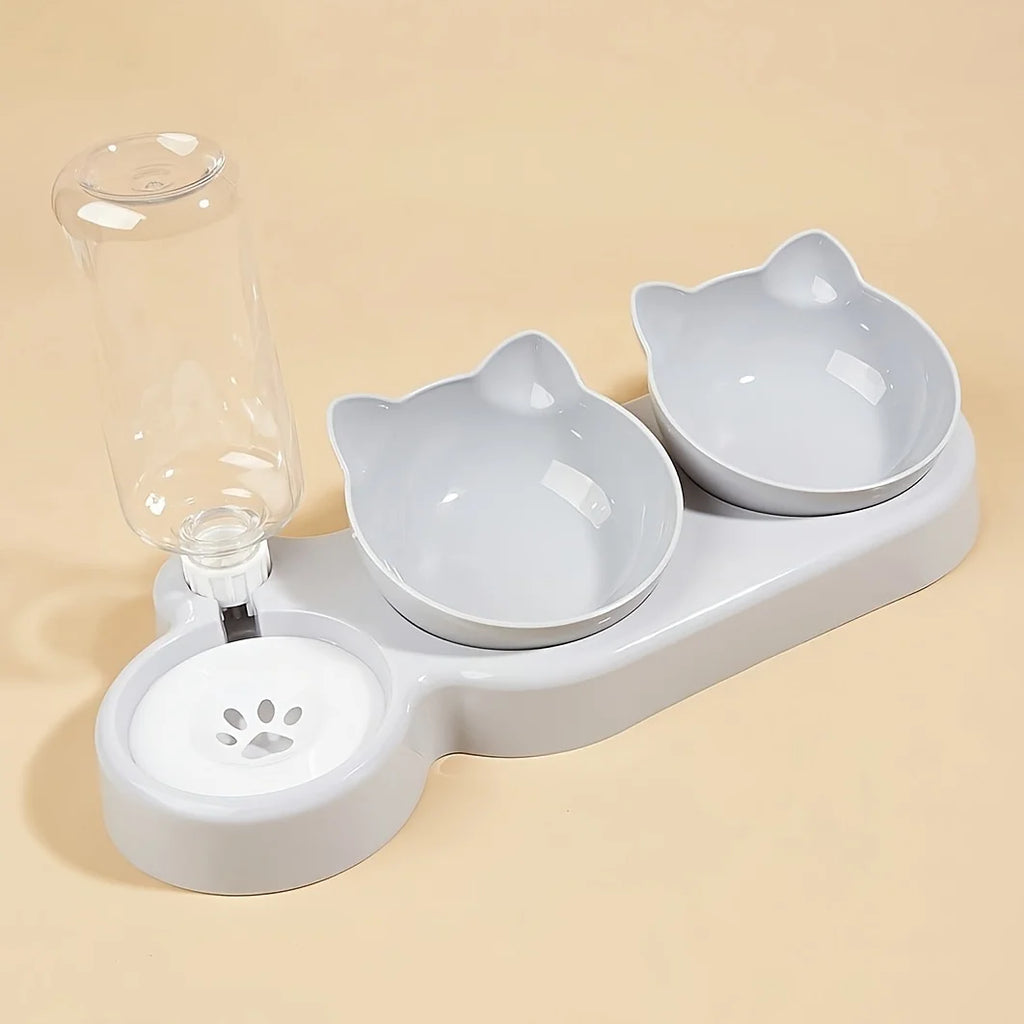 3-in-1 Tilted Pet Bowl Set with Gravity Water Feeder - Apex Goods Co