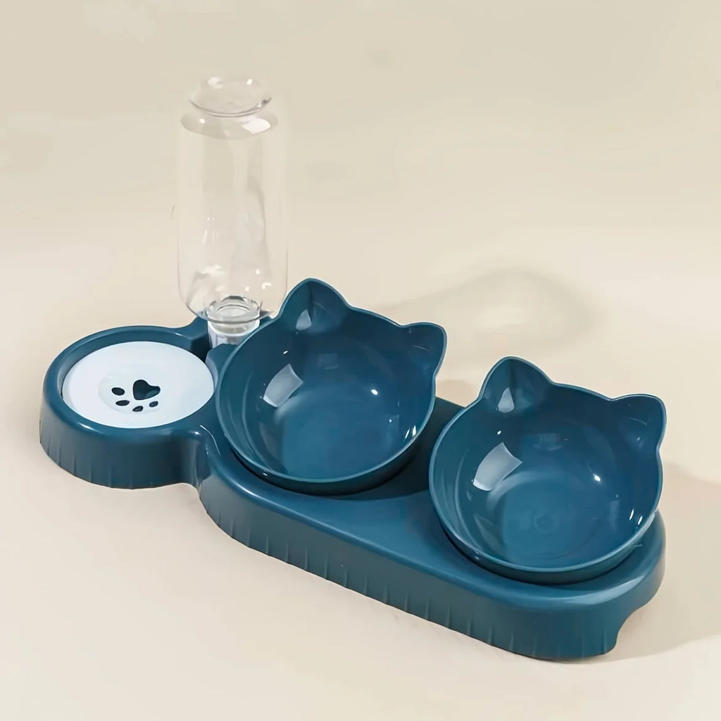 3-in-1 Tilted Pet Bowl Set with Gravity Water Feeder - Apex Goods Co