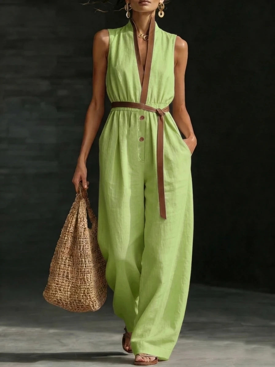 V-Neck Sleeveless Jumpsuit for Women - Apex Goods Co