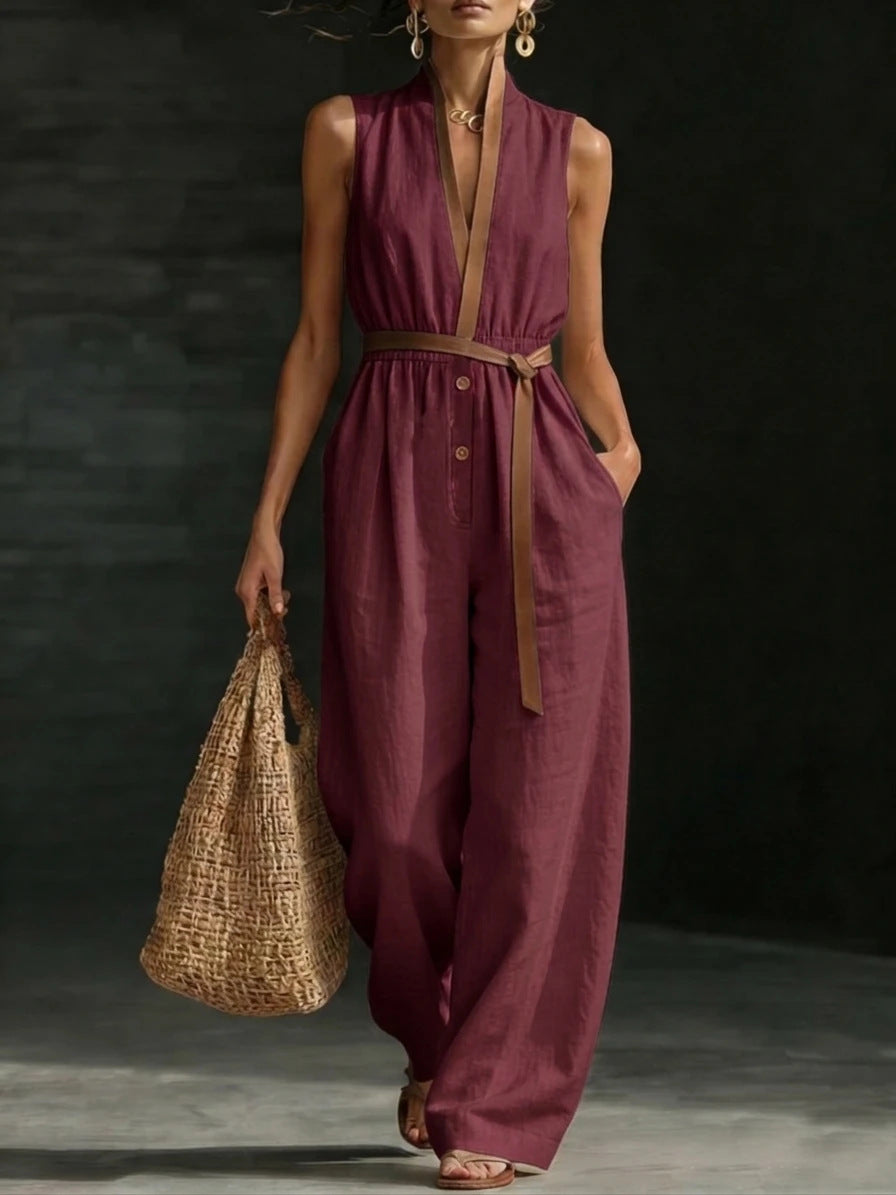 V-Neck Sleeveless Jumpsuit for Women - Apex Goods Co