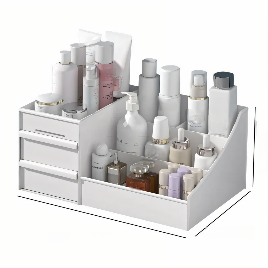 White Drawer Makeup Storage Box with Partitions - Apex Goods Co