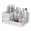 White Drawer Makeup Storage Box with Partitions - Apex Goods Co