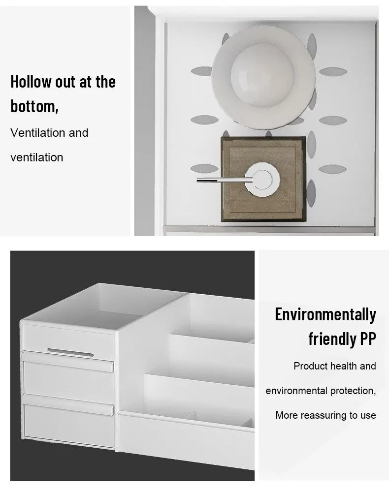 White Drawer Makeup Storage Box with Partitions - Apex Goods Co