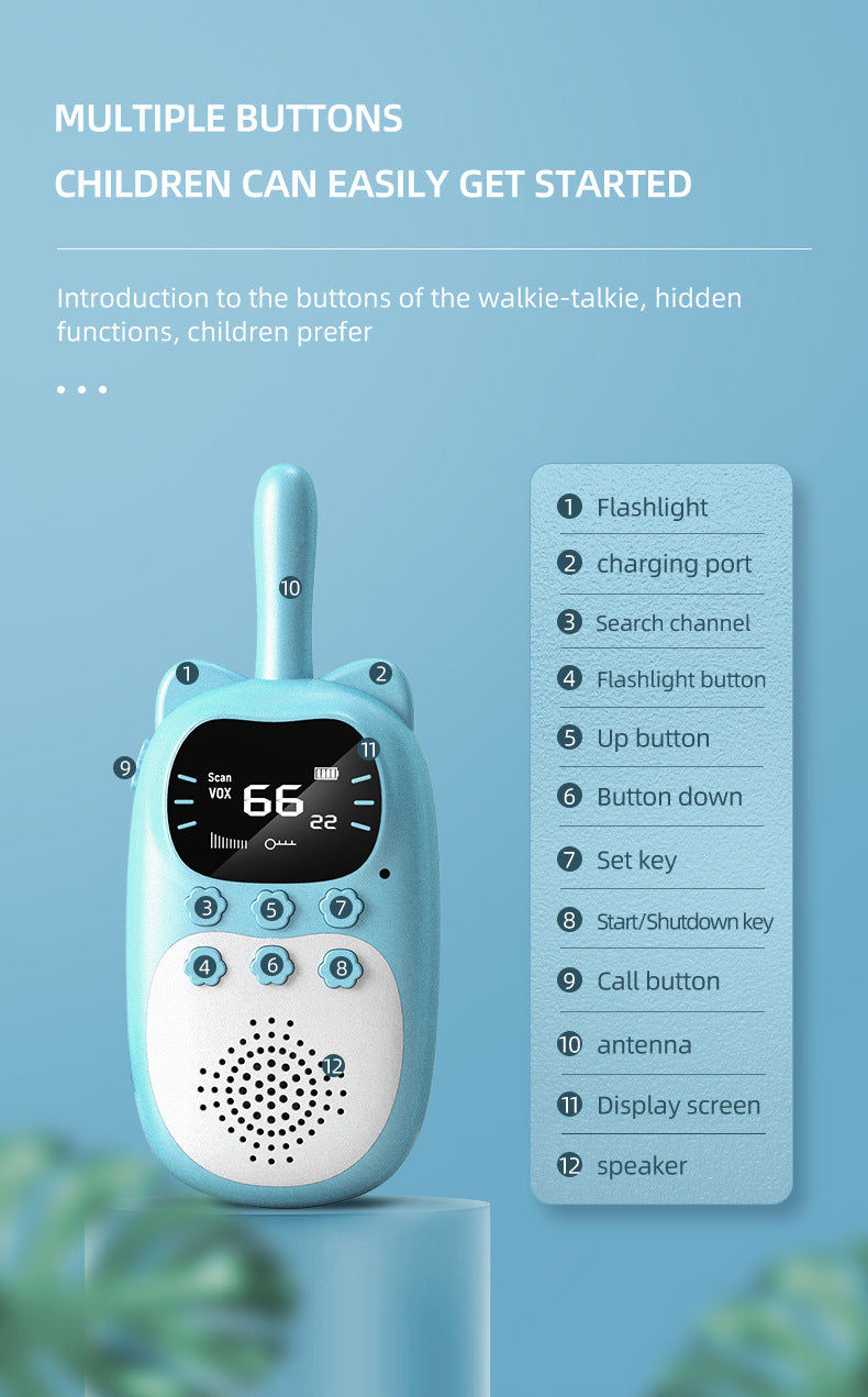 Wireless Handheld Walkie-Talkie for Kids, 3KM Range - Apex Goods Co