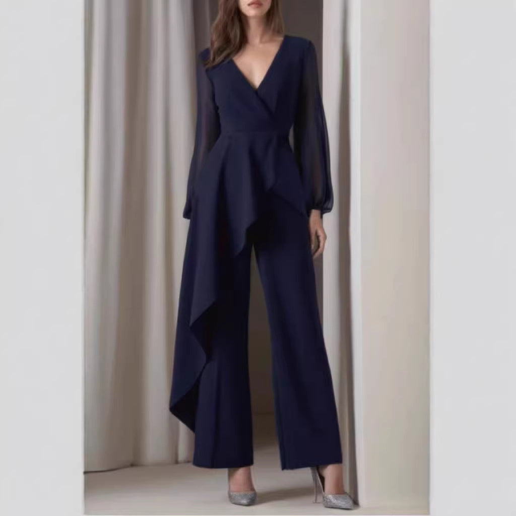 navy blue elegant casual jumpsuit women