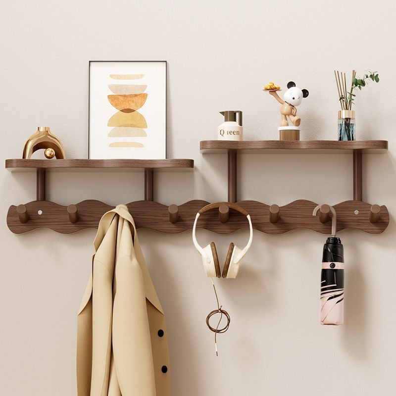 Solid Wood Wall Coat Rack - No Drill Installation