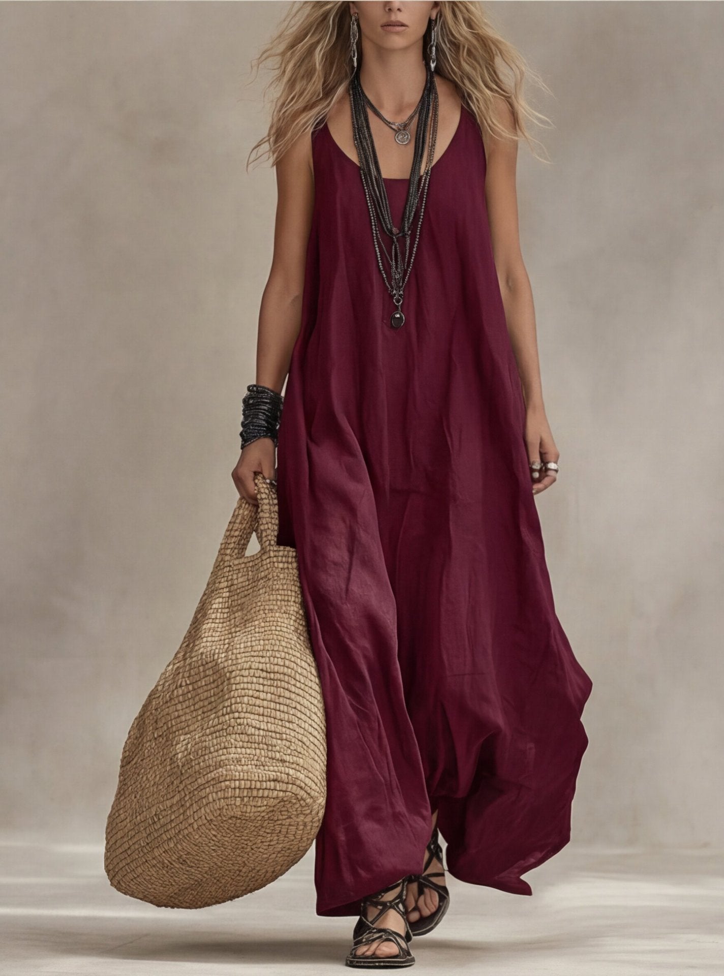 Women's Solid Casual Vintage Dress – Timeless Style