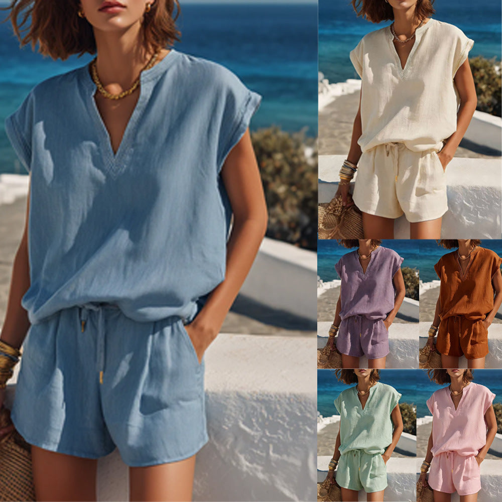 Casual Resort-Style Top & Shorts Set