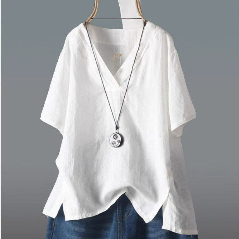 Loose-Fitting Artistic Summer Top for Women