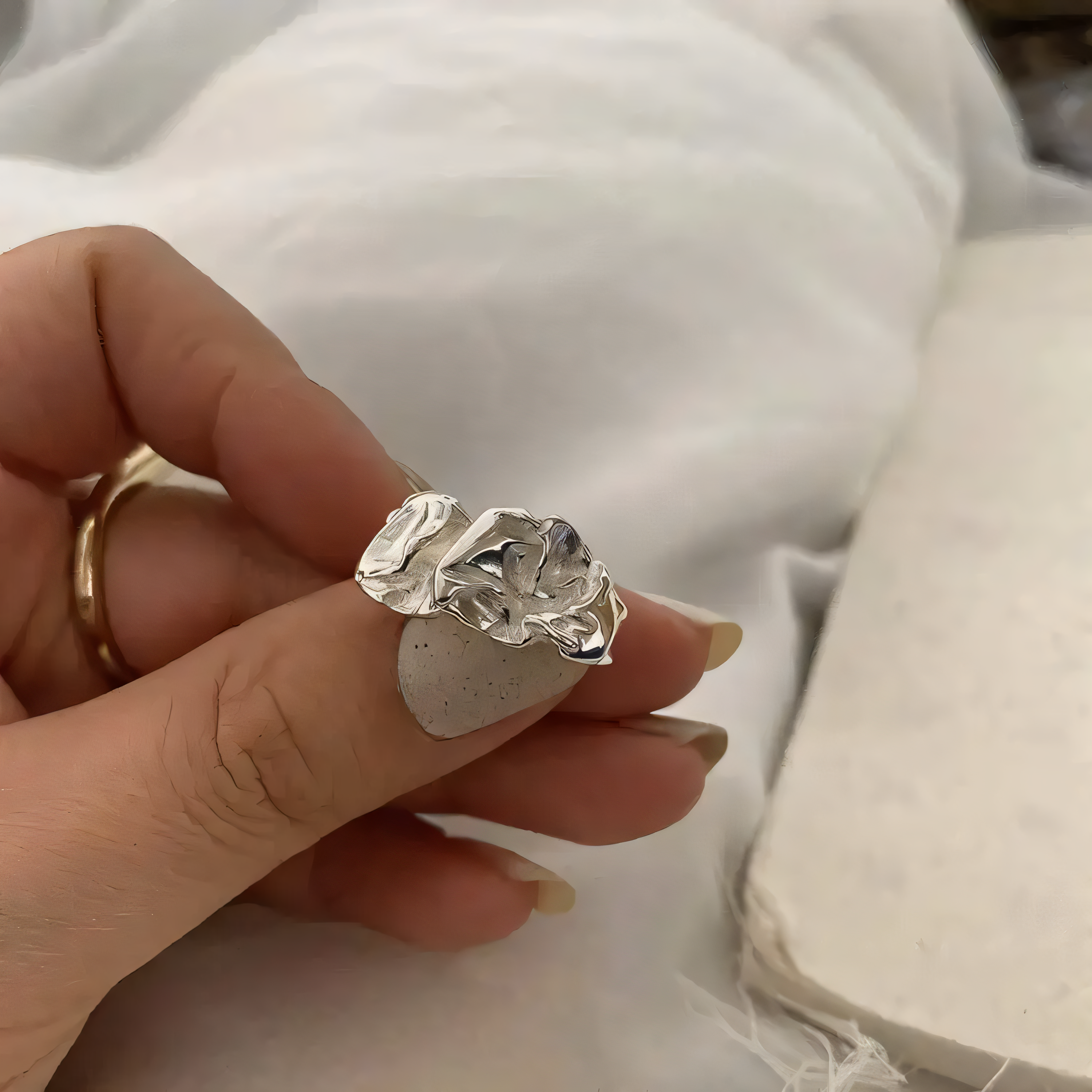 Irregular Pleated Open Adjustable Ring