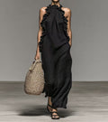 Summer Halter Neck Ruffled Sleeveless Dress