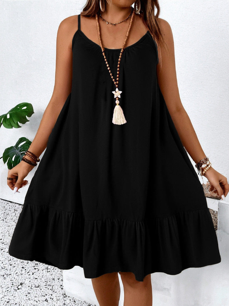 Strapless Solid Color Elegant Vacation Dress