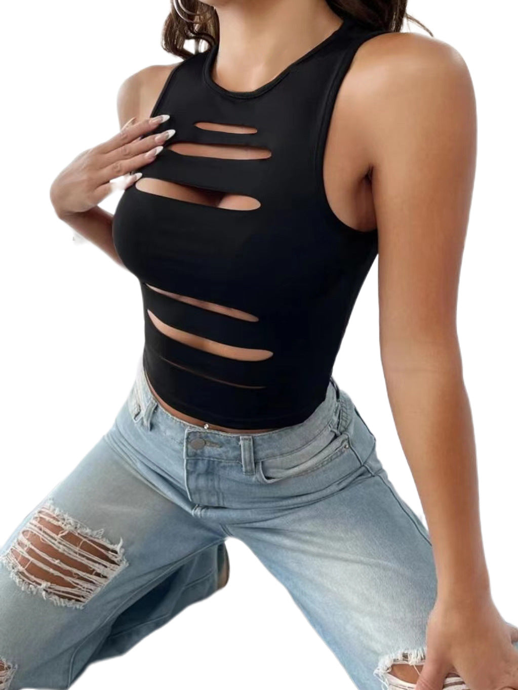 Cropped Midriff Tank Top for Summer