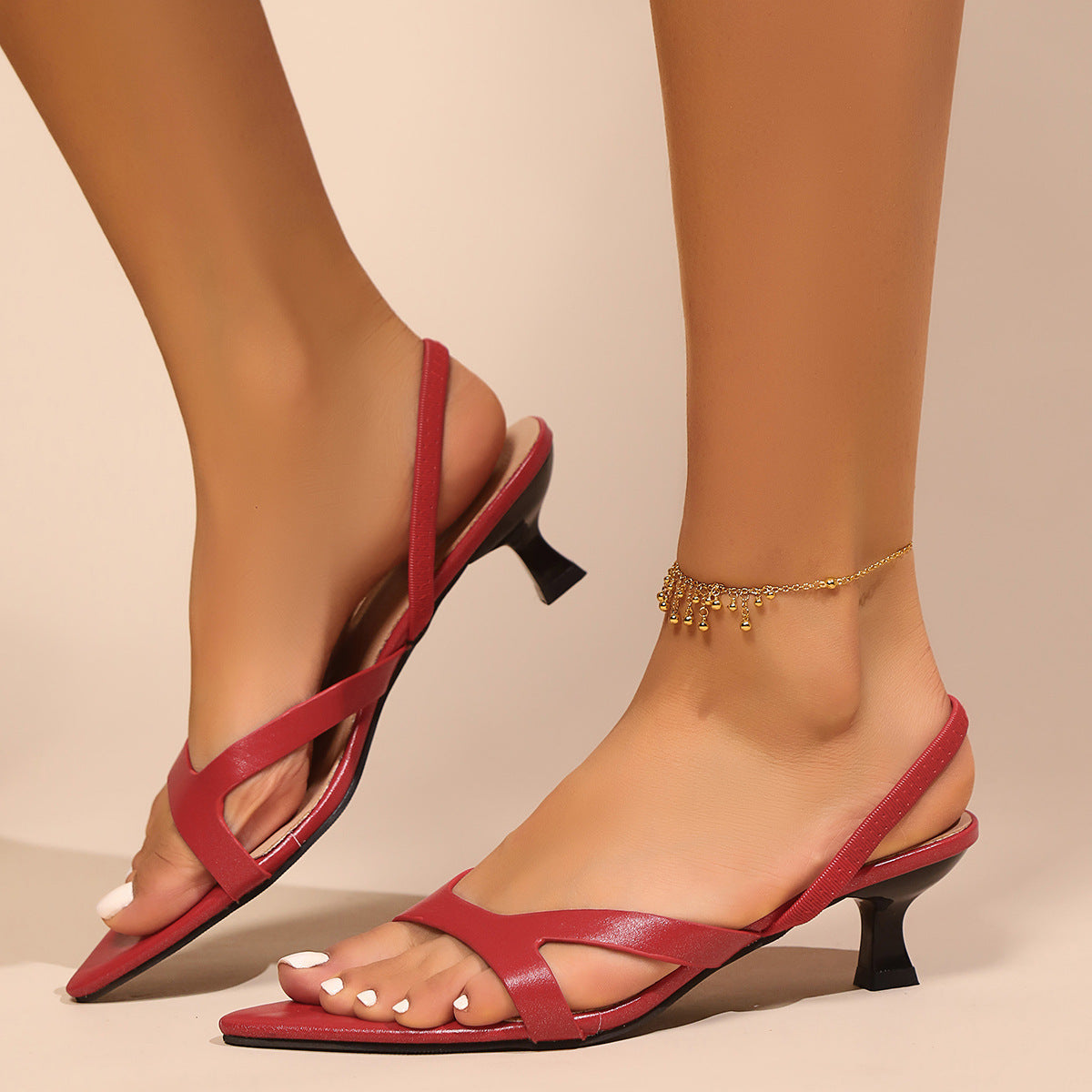 pointed toe open sandals women thin strap
