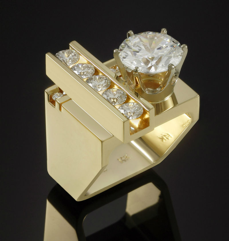 Gold-Plated Engagement Ring Simulated Diamonds