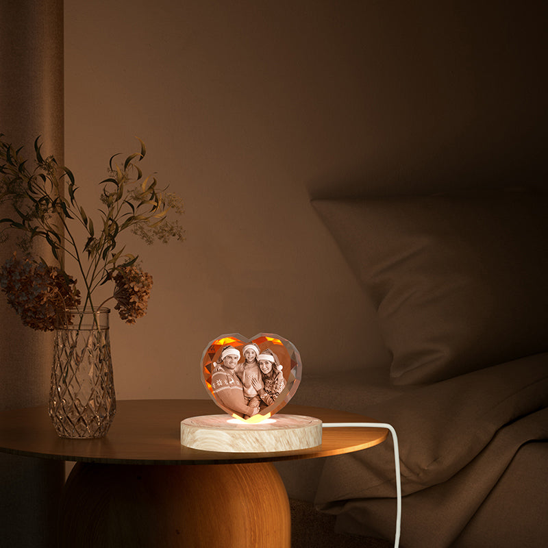 LED Light Base for Crystal Photo Display Wood USB