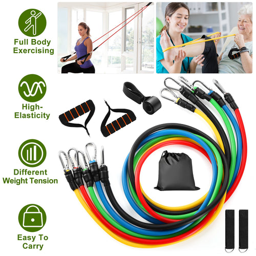 11-Piece Resistance Bands Set with Handles & Anchors